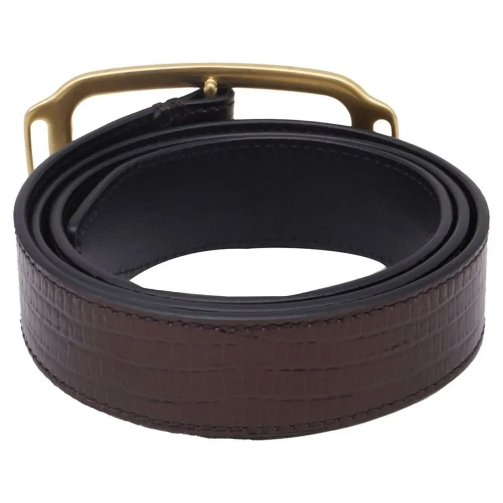 Tom Ford Croc-Effect Buckled Belt in Brown Leather